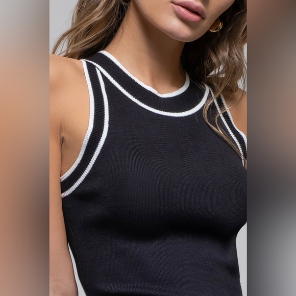 Contrast Stripe Knit Midi Dress in Black - Picture 4 of 5